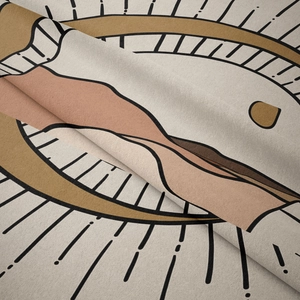 Detail of bohemian tapestry fabric showing geometric patterns and soft velvet texture