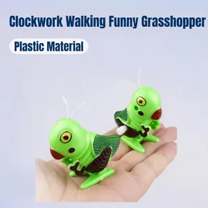 Cute Cartoon Wind Up Grasshopper Toy Walking Green Clockwork Insect ABS Plastic Gag Gift For Kids