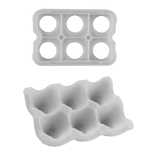 Molde de silicona gris de 6 orificios para almacenamiento de huevos y artesanías