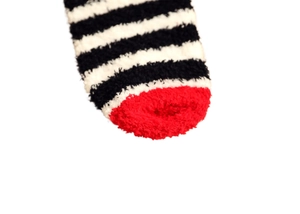 Thick warm coral fleece Christmas socks with red and black stripes for winter