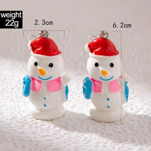 Detailed view of snowman earrings with dimensions 6.2cm height and 22g weight