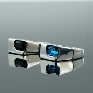 Zircon Ring Titanium Steel Rectangular Emerald Cut Gemstone Wide Band Minimalist Polished Fashion Jewelry For Men Women