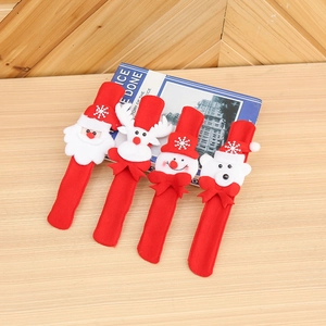 Christmas Slap Bracelets Red Flannel Santa Reindeer Snowman Polar Bear Cartoon Character Holiday Party Favors Celebration Decor