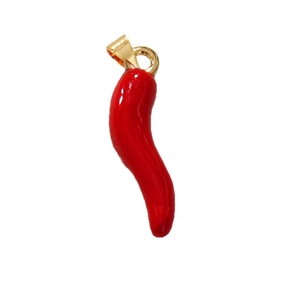 Stereoscopic red chili pepper pendant with gold-plated ring for DIY jewelry making