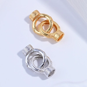 Round 925 Sterling Silver Jewelry Connector Buckle Swirl Pattern Textured Clasp For DIY Necklaces And Bracelets