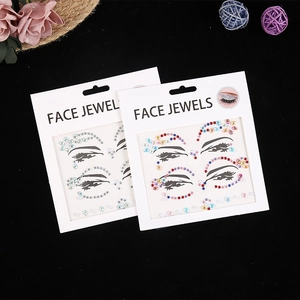 Face jewels sticker set with silver and multicolor rhinestones for creative makeup