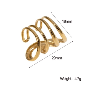Detailed view of gold irregular multi-layer wrap ring with size and weight specs