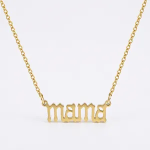 Mama Pendant Necklace 18K Gold Plated Stainless Steel Gothic Letter Jewelry For Women Mother Day Gift Minimalist