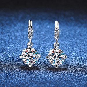 925 Sterling Silver Moissanite Drop Earrings For Women Elegant Sparkling Rhinestone Geometric Dangle Earrings Jewelry Gift