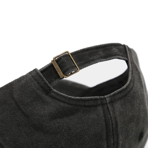 Casquette baseball vintage grise ajustable avec boucle en bronze et texture sergé