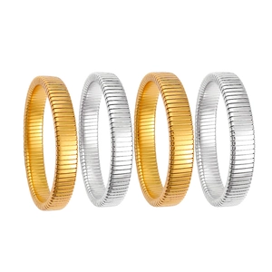 Set of four flexible 18K gold and silver plated stainless steel stretch snake rings