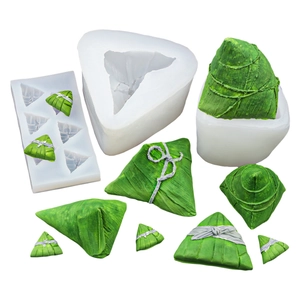 Juego de moldes de silicona Zongzi para jabón y velas con textura realista de hojas