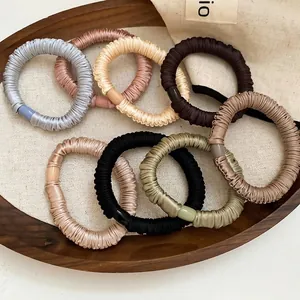 8-pack minimalist satin hair scrunchies in assorted colors with smooth resin buckles