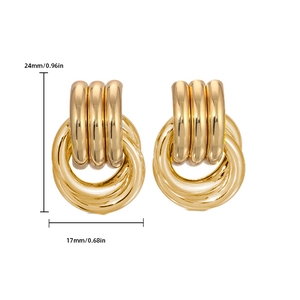 Detailed dimensions of 18K gold twisted hoop earrings showing 24mm height and 17mm width
