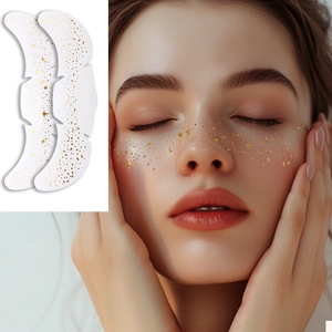 Metallic gold freckle tattoo stickers with glitter stars and crescents for face makeup
