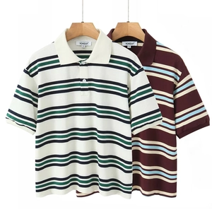 Lot de polos à rayures contrastées pour femmes coupe ample en deux coloris différents