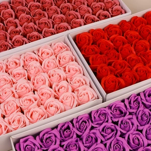 Soap rose flower gift boxes in four colors including deep pink, red, pink, and purple