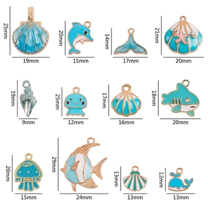Blaue Meeres-Emaille-Anhänger aus Legierung mit Hai und Delphin für DIY-Schmuck