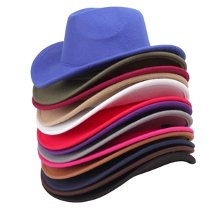 British style wool felt western cowboy hats in various colors stacked in a classic design
