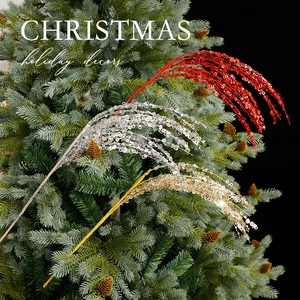 Sparkly gold silver and red sequin spray stems for festive Christmas tree decoration