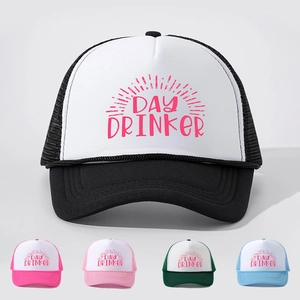 Casquette Trucker Imprimé Lettres Day Drinker Arrière En Maille Casquette De Baseball Réglable Respirante Protection Solaire Unisexe