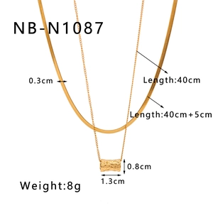 Detailed size chart for 18K gold plated double layer necklace and cylinder pendant