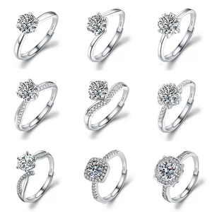Collection of nine S925 sterling silver rings with various cubic zirconia stone settings