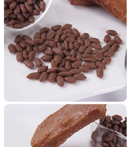 Macro detail of miniature faux braised pork ribs with realistic texture and dark brown finish