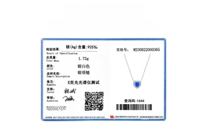 Certificat officiel d'argent sterling 925 pour collier avec cœur en opale bleue