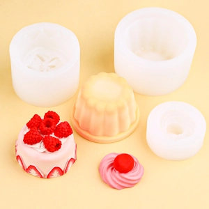 3D Raspberry Cream Cake Silicone Mold DIY Cherry Pudding Dessert For Aromatherapy Candle Soap Plaster Ornament Crafting