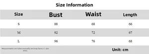 Size chart table with bust, waist and length measurements for women's chiffon blouse top