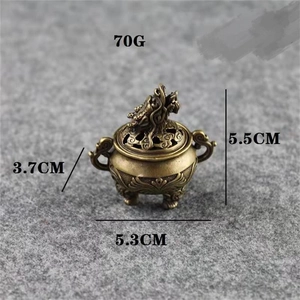 Brûleur d'encens vintage en bronze avec couvercle dragon et trépied, mini encensoir 5,5cm