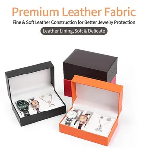 Watch Display Box PU Leather Jewelry Storage Case Flip Top Multi Slot Gift Packaging Organizer Elegant Portable