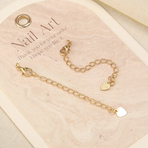 18k gold plated jewelry extender chains with lobster clasp and heart pendant charms