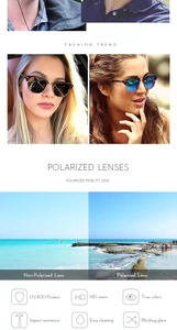 Detail view of retro polarized clubmaster sunglasses with UV400 and HD vision protection