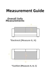 Detailed size guide and measurement instructions for washed cotton sofa covers