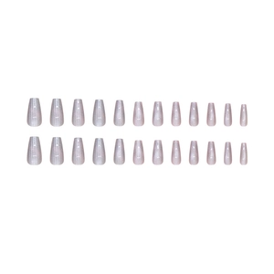Set of 24 long coffin cat-eye press-on nails in shimmering aurora lavender pink