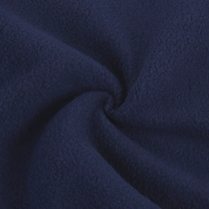 Detailed macro view showing soft texture of navy blue fleece thermal neck gaiter fabric