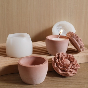 Floral silicone mold for creating elegant candle jars and gypsum flower storage boxes