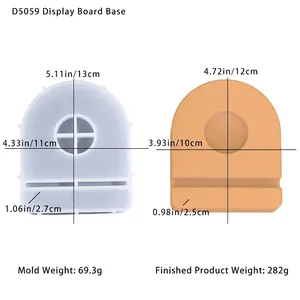 Detailed dimensions of semi-circular silicone mold and finished card insert base
