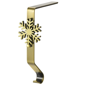 Vintage bronze snowflake Christmas stocking holder for fireplace mantel decor