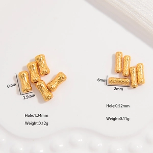 S925 silver gold-plated bamboo joint spacer beads for jewelry making DIY 6mm length