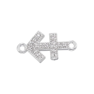 Detail of silver zodiac connector with pavé zircon stones and side rings for DIY jewelry