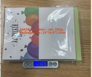 Detailed size and weight measurement for 24pcs birthday card set with balloons and stars