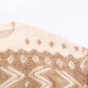 Cardigan in maglia con motivo jacquard a fiocco di neve marrone e morbida texture