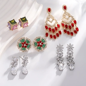 Elegant baroque drop tassel earrings collection with diamonds and lupine flower shapes