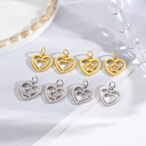 Heart Star DIY Charms Hollow Double Heart Zircon Copper 18K Gold Plated For Jewelry Making Necklace Bracelet Accessory