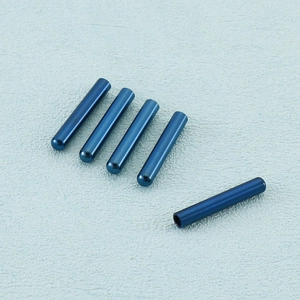 Detail of blue metal hollow tube cord ends for jewelry and clothing DIY accessories
