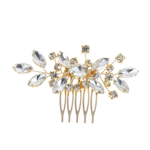 Pettine per capelli da sposa fatto a mano con cristalli dorati e strass per acconciature