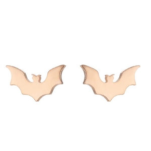 Minimalist bat stud earrings in rose gold finish for Halloween and casual wear